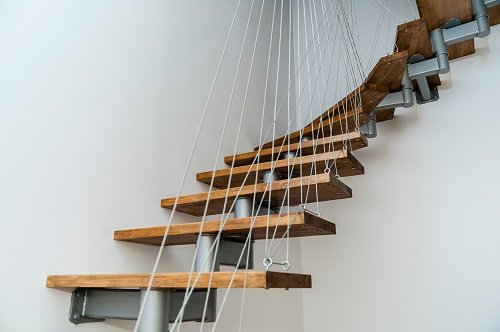 Staircase with String Rails Ideas for Small Spaces