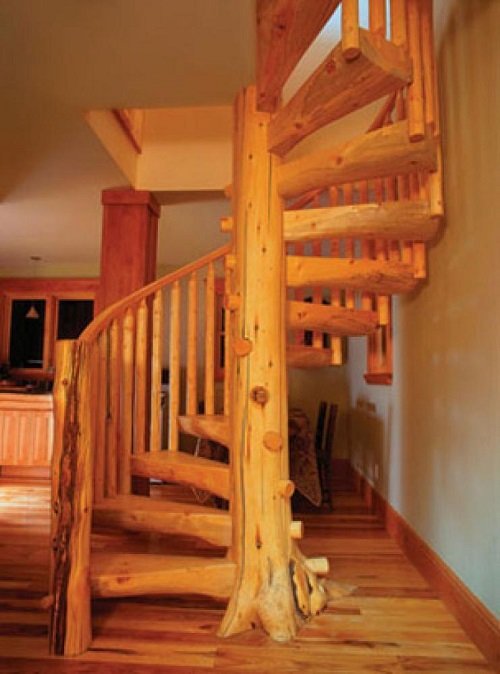 Wood Pillar Staircase Ideas for Small Spaces