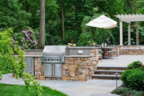 Patio Cook Station With Stone Walls