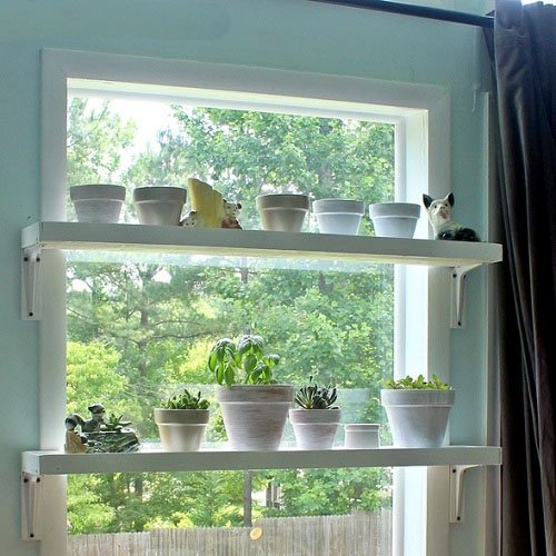 Whitewood Window Plant Shelves