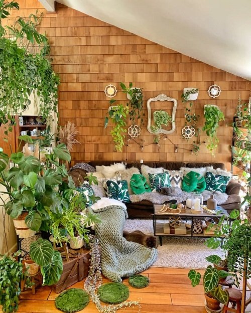 Wall Behind Sofa Decor Ideas with Plants 6