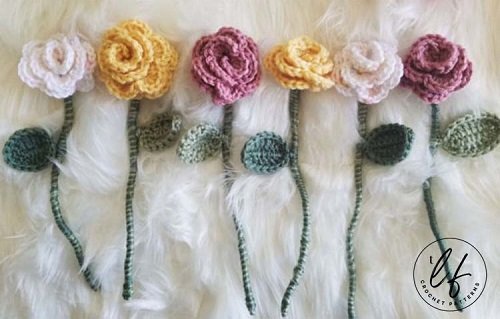 Crochet Flower Long Stem Roses