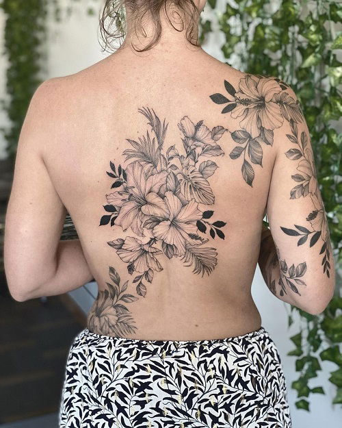 Back Body Art with Hibiscus