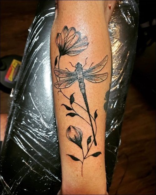 Flower with Dragonfly tattoo by Adrian Ciercoles  Post 19237