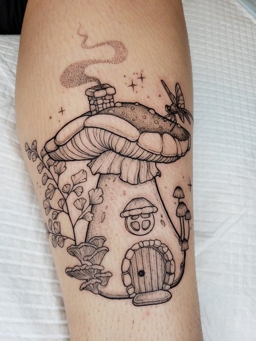 mushroom tattoo ideas 17