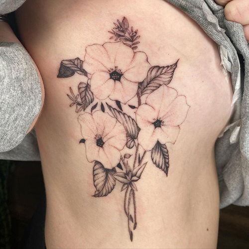 Massive Petunia Side Body Piece tattoo