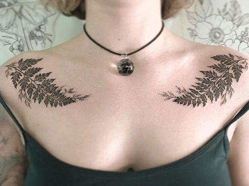Ferns on Each Shoulder tattoo