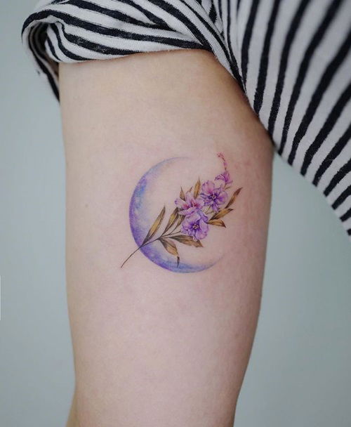 Orchid and Moon Tattoo