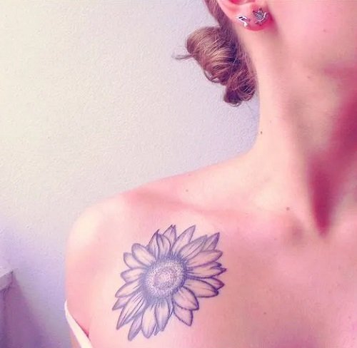 Black and White Sunflower Tattoo 11