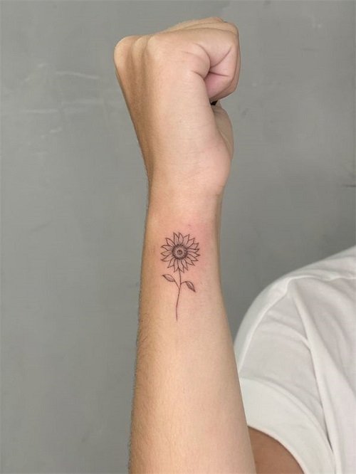 Black and White Sunflower Tattoo 36
