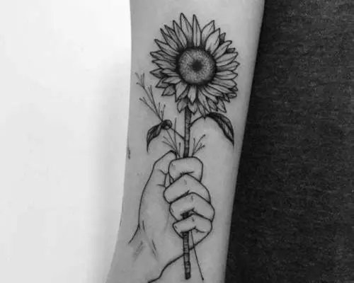 Black and White Sunflower Tattoo 30
