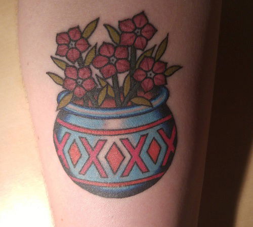 Petunia in Flower Pot Tattoo 27