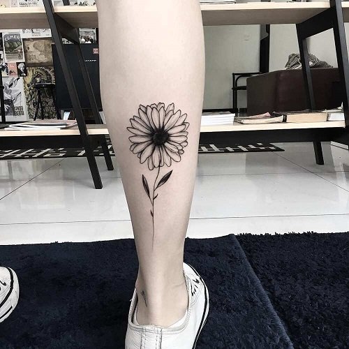 Black and White Sunflower Tattoo 48