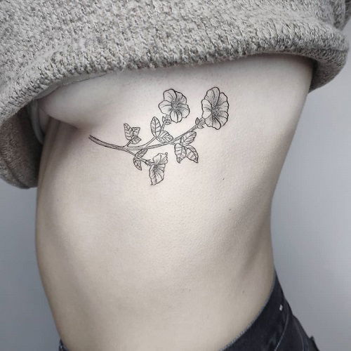 Side Body Tattoo of Petunia Flower