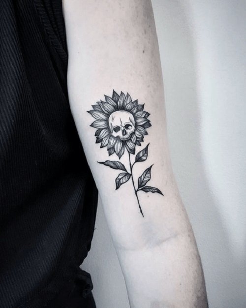 Black and White Sunflower Tattoo 45