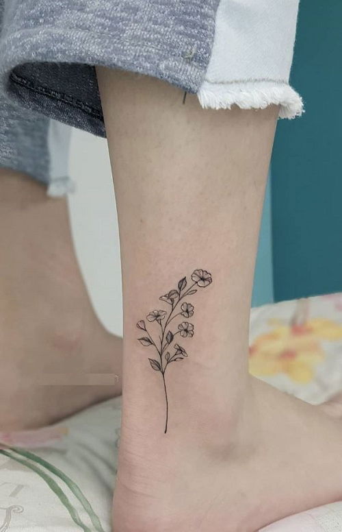 Small Petunias on the Ankle tattoo
