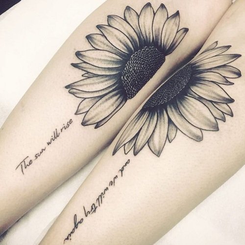 Black and White Sunflower Tattoo 9