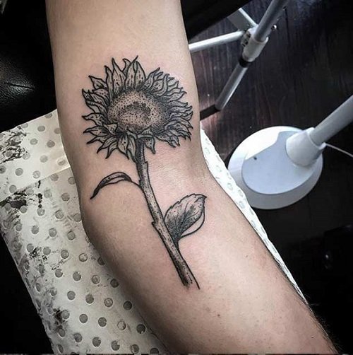 Black and White Sunflower Tattoo 19