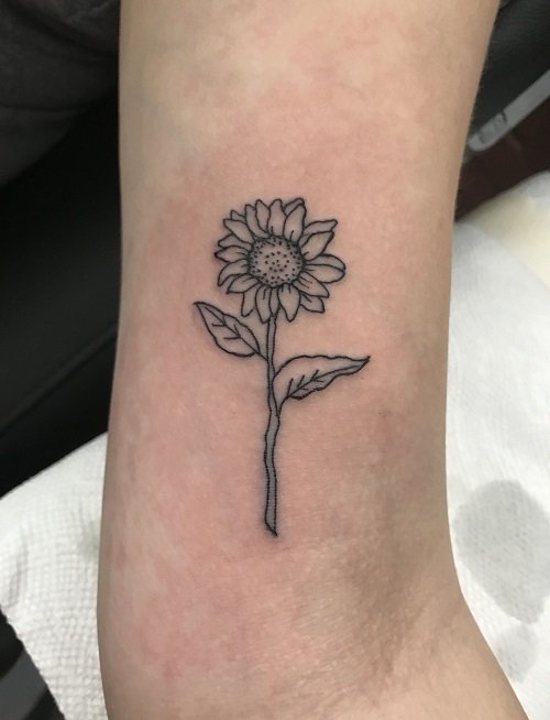 Black and white sunflower tattoo 7