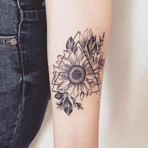 Black and White Sunflower Tattoo 33