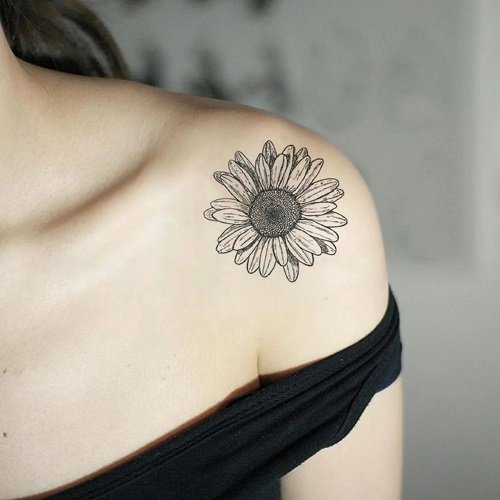 Black and White Sunflower Tattoo 39