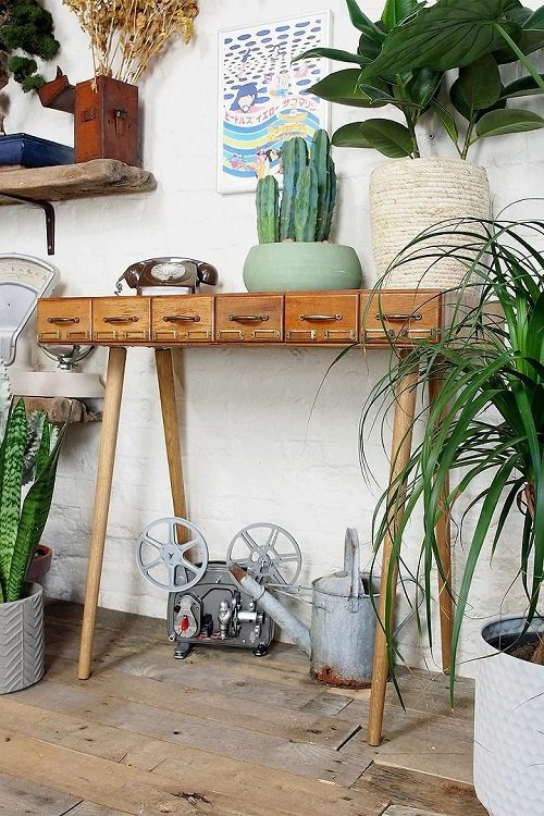 Vintage Items Repurposed as Plant Shelves 1
