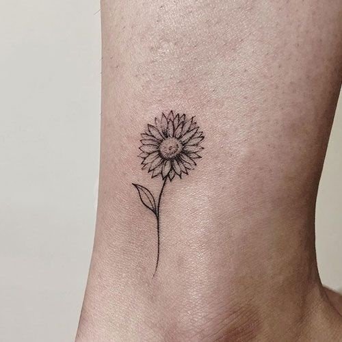 Black and white sunflower tattoo 12