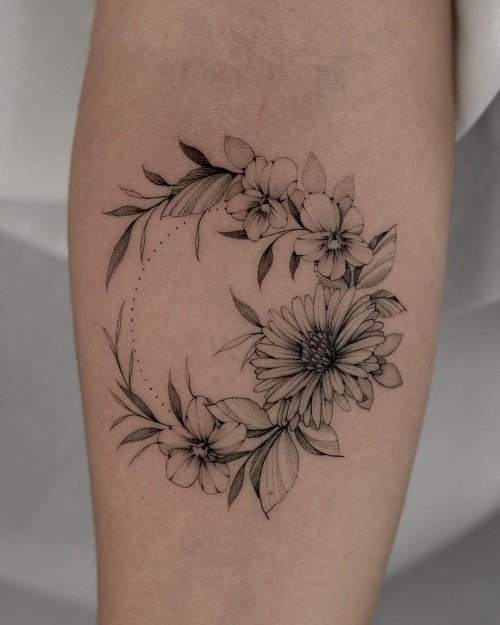 February Birth Flower Tattoo 1