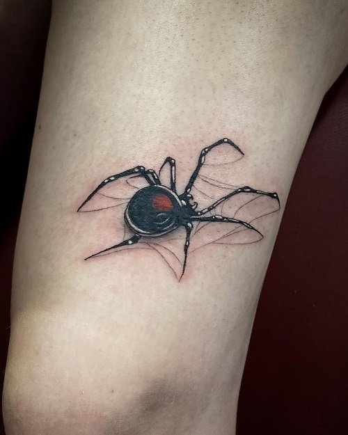Black Widow Spider Tattoo with Web