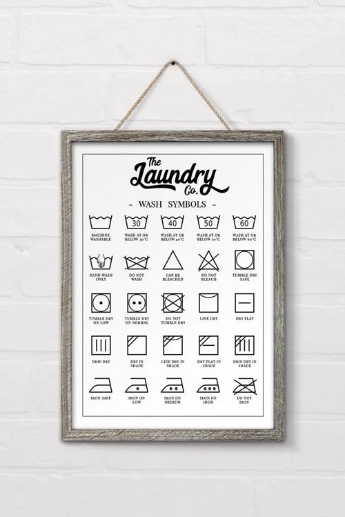 Laundry Sign with Wash Symbols