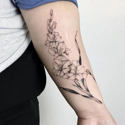 Gladiolus Flower Tattoo 11