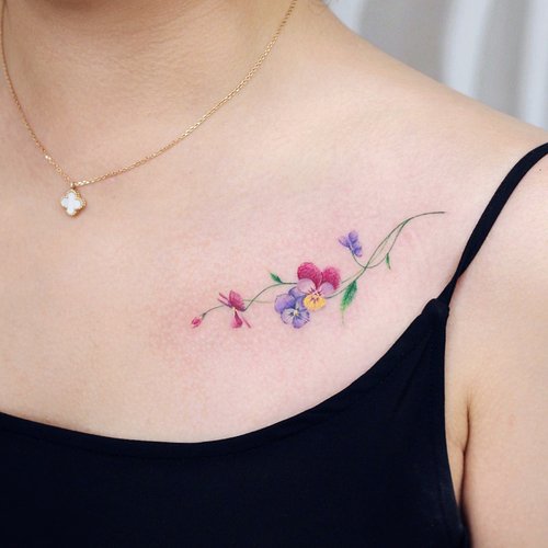 Pansy Flower Tattoo 11