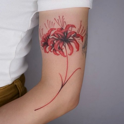 Spider Lily Arm Tattoo