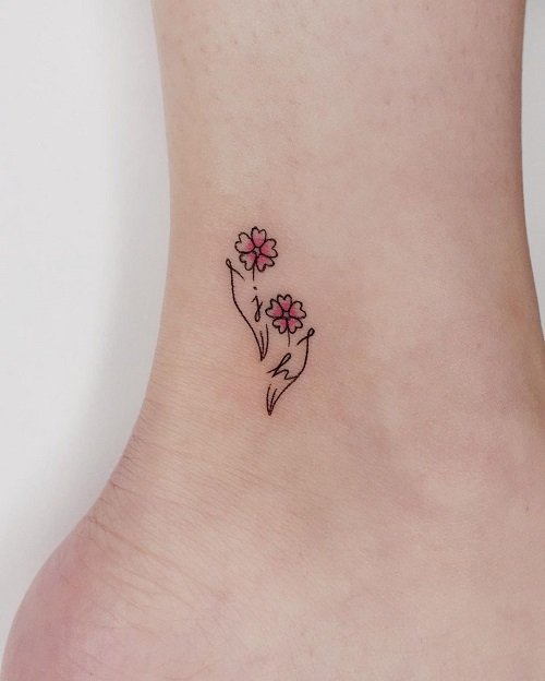Primrose Birth Flowers with Initials tattoo