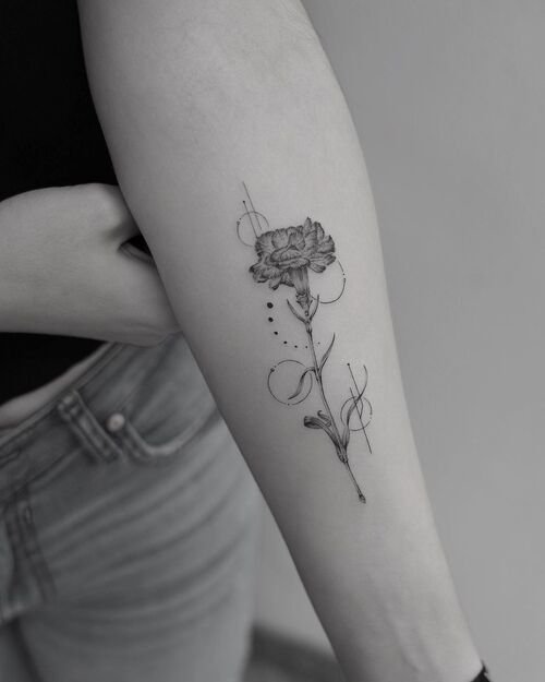 Delicate January Birth Flower Body Art with Carnation