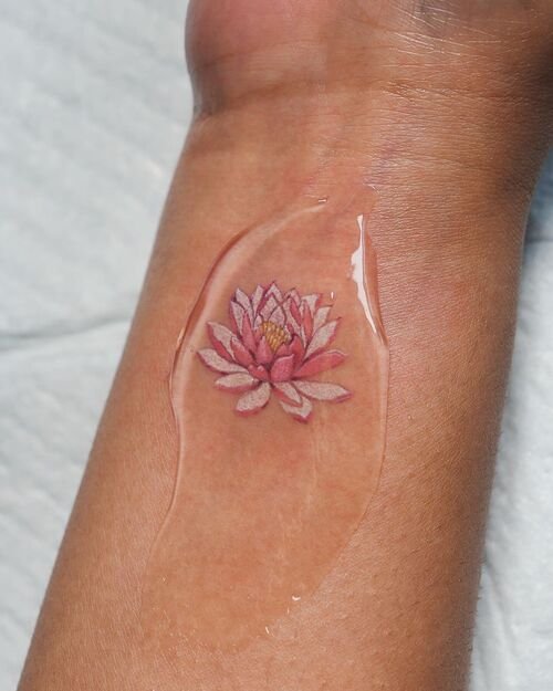 Pink and Silver Lotus Ink tattoo
