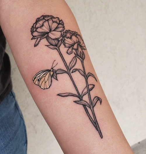 January Birth Month Flower: Carnation Temporary Tattoo Birth Flower Outline  Tattoo Feminine Women Wildflower Wrist Floral Tattoo - Etsy