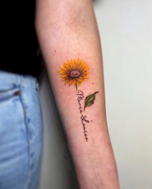 Mini Small Sunflower Tattoo 17