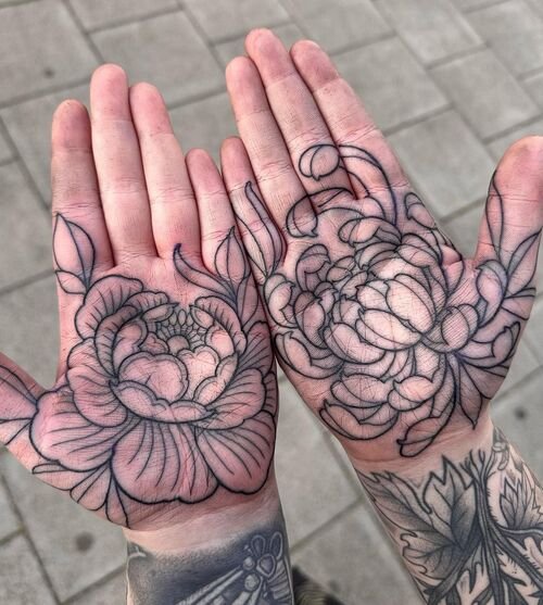 Floral Hand Piece with Chrysanthemum and Peony