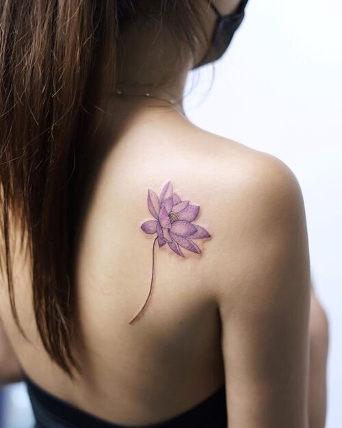 Purple Lotus tattoo on the Back