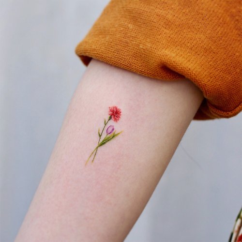 Red Carnation and Lilac Tulip jaunary tattoo ideas