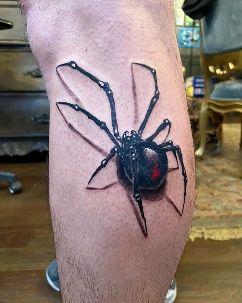 Realistic Black Widow Tattoo