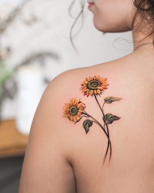 Dopetattoo Sunflower Temporary Tattoo Realistic Sunflowers Fake tattoos for  Women Girls Adults