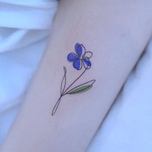 Drawing Style Violet February Birth Flower Tattoo