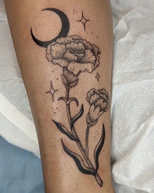 Violet and Carnation Tattoo - Birth Flower Tattoo : r/coupletattoos