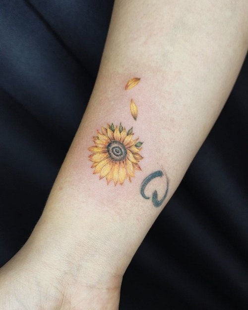 Mini Small Sunflower Tattoo 21