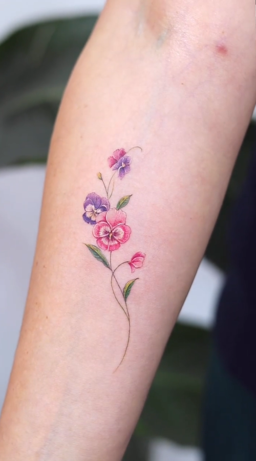 Pansy Flower Tattoo 21