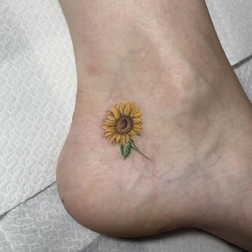 Mini Sunflower Ankle Ink tattoo