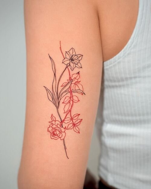 Daffodil and Rose Outlines