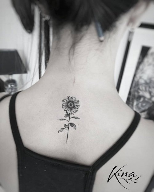 Sunflower on the Back of the Neck tattoo